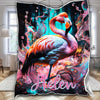 Personalized Name Flamingo Blanket, Splash Flamingo Blanket, Customized Gifts for Animals Lovers