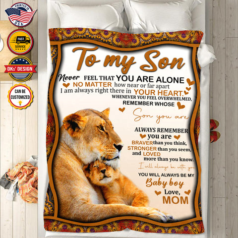 Image of Personalized Son Blanket, Custom Lion Son Blanket, To My Son Blanket, Message Blanket, Lion Blanket For Son, Baby Shower Gift, Gift For Son