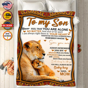 Personalized Son Blanket, Custom Lion Son Blanket, To My Son Blanket, Message Blanket, Lion Blanket For Son, Baby Shower Gift, Gift For Son