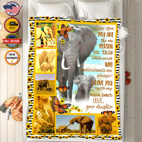 Image of Personalized Mom Blanket, Elephant To My Mom Blanket, Christmas Gift, Birthday Gift, Mother's Day Gifts for Mom for Her