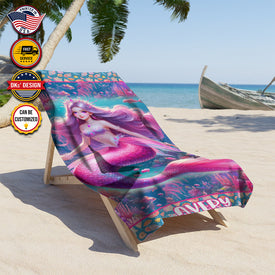 Personalized Name Princess Mermaid Beauty Ocean Beach Towel