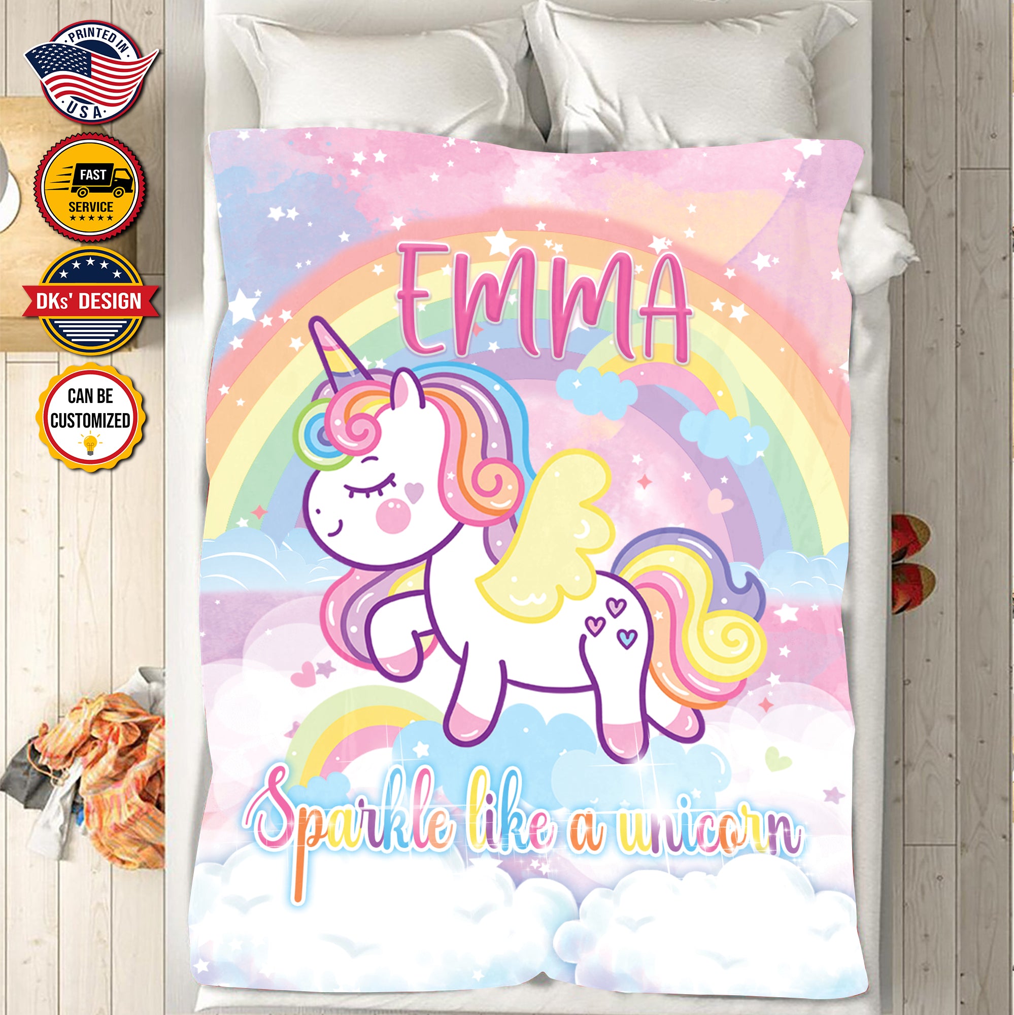 Personalized Sparkle Like A Unicorn Custom Name Blanket, Personalized Kid Blanket, Baby First Christmas, Christmas Baby Blanket, Christmas Gifts