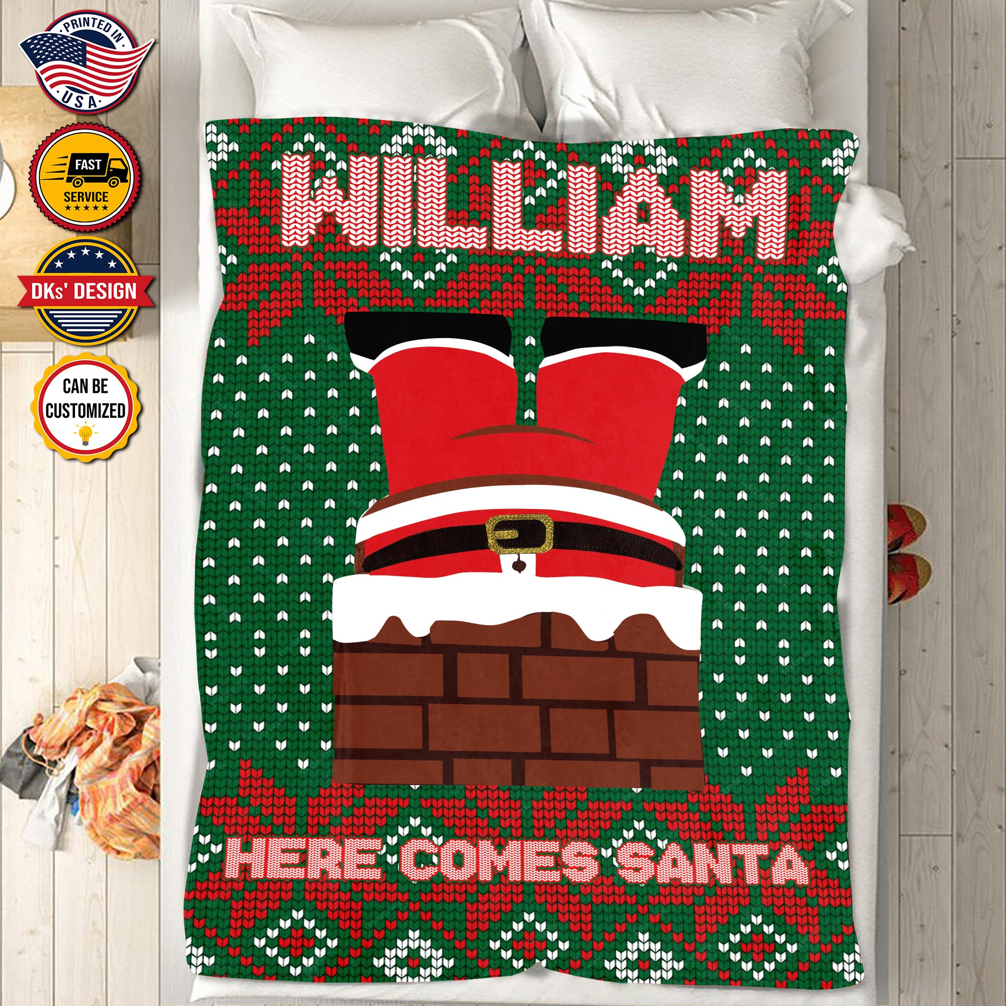 Personalized Christmas Blanket, Here Come Santa Custom Name Blanket, Santa Claus Blanket, Baby Christmas Blanket, Christmas Gifts