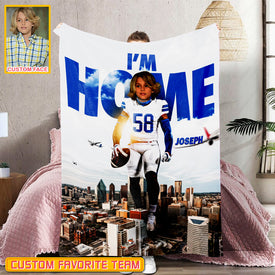 Personalized Name & Photo I'm Home American Football Blanket, Sport Blanket, Football Lover Gift