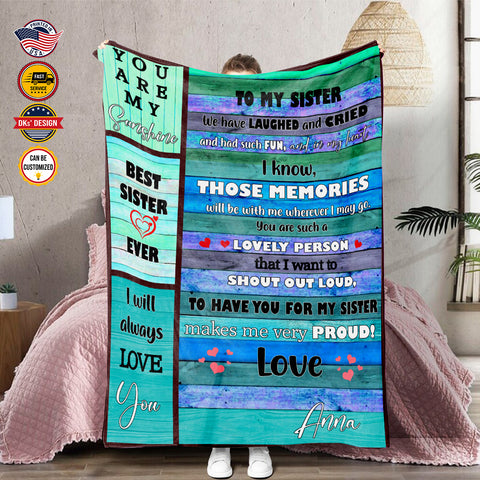 Personalized Sister Blanket, Custom Name Blanket, To My Sister Blanket, Message Blanket, Gift for Sister