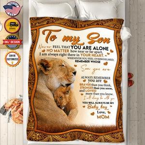 Personalized Lion To My Son Custom Name Blanket, Message Blanket, Lion Blanket For Son, Son Lion Blanket, Boy Blanket, Gift For Son