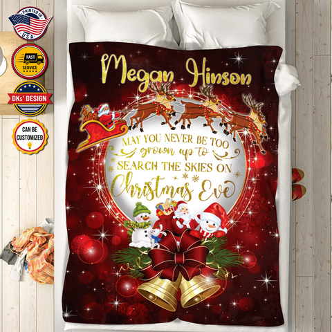 Image of USA Printed Custom Christmas Blanket | Christmas Eve Custom Name Blanket, Personalized Christmas Sherpa Blanket, Fleece Blanket, Baby Shower Gift, Christmas Gifts