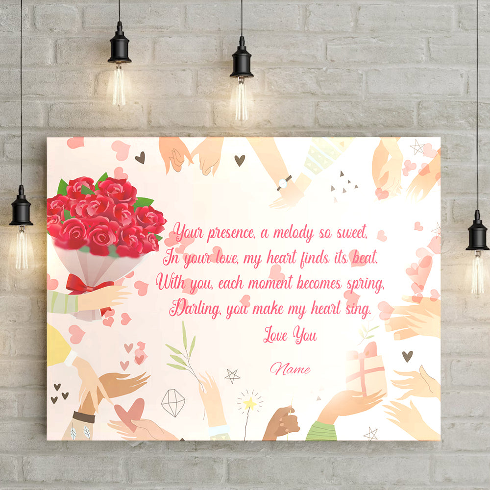 Personalized Valentine Canvas, Your Presence Custom Name Canvas, Customized Valentine's Day Gifts