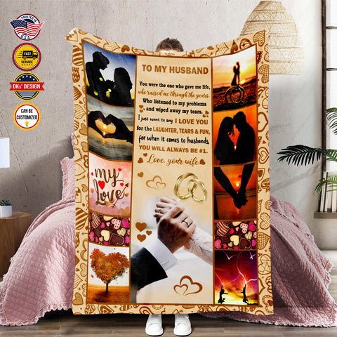 Image of Personalized Name Valentine Blanket, To My Husband Blanket, Message Blanket, Customized Gift for Husband, Valentine's Gift