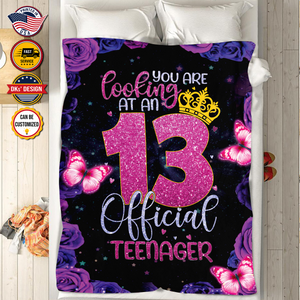 Personalized 13 Year Old Girl Blanket, 13 Official Teenager, Birthday Blanket, Birthday Blanket, Gift For Daughter, Gift for Her, Birthday Gift