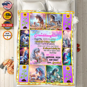Personalized Unicorn Blanket, Custom Blanket For Granddaughter, Unicorn Blanket for Girl, Gift For Granddaughter, Message Blanket, Birthday Gift