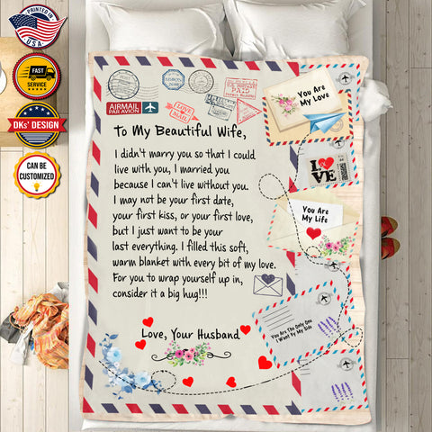 Image of Personalized Name Valentine Blanket, To My Wife Blanket, Custom Love Letters Blanket, Message Blanket, Valentine's Gift