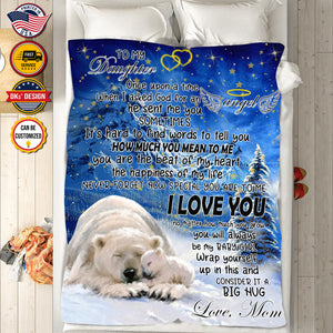 Personalized Daughter Blanket, Custom Polar Bear Daughter Blanket, To My Daughter Blanket, Message Blanket, Baby Shower Gift, Gift For Daughter