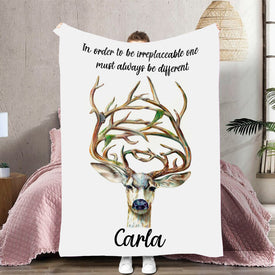 Personalized Name In Order To Be Irreplaceable Deer Blanket, Summer Gifts, Custom Blanket