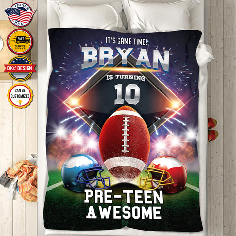 Image of Personalized American Football Blanket, Custom Name Football Birthday Blanket, Sport Blanket, Football Player Blanket, Boy Blanket, Football Lover Gift