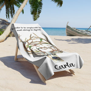 Personalized Name In Order To Be Irreplaceable Deer Beach Towel, Summer Gifts