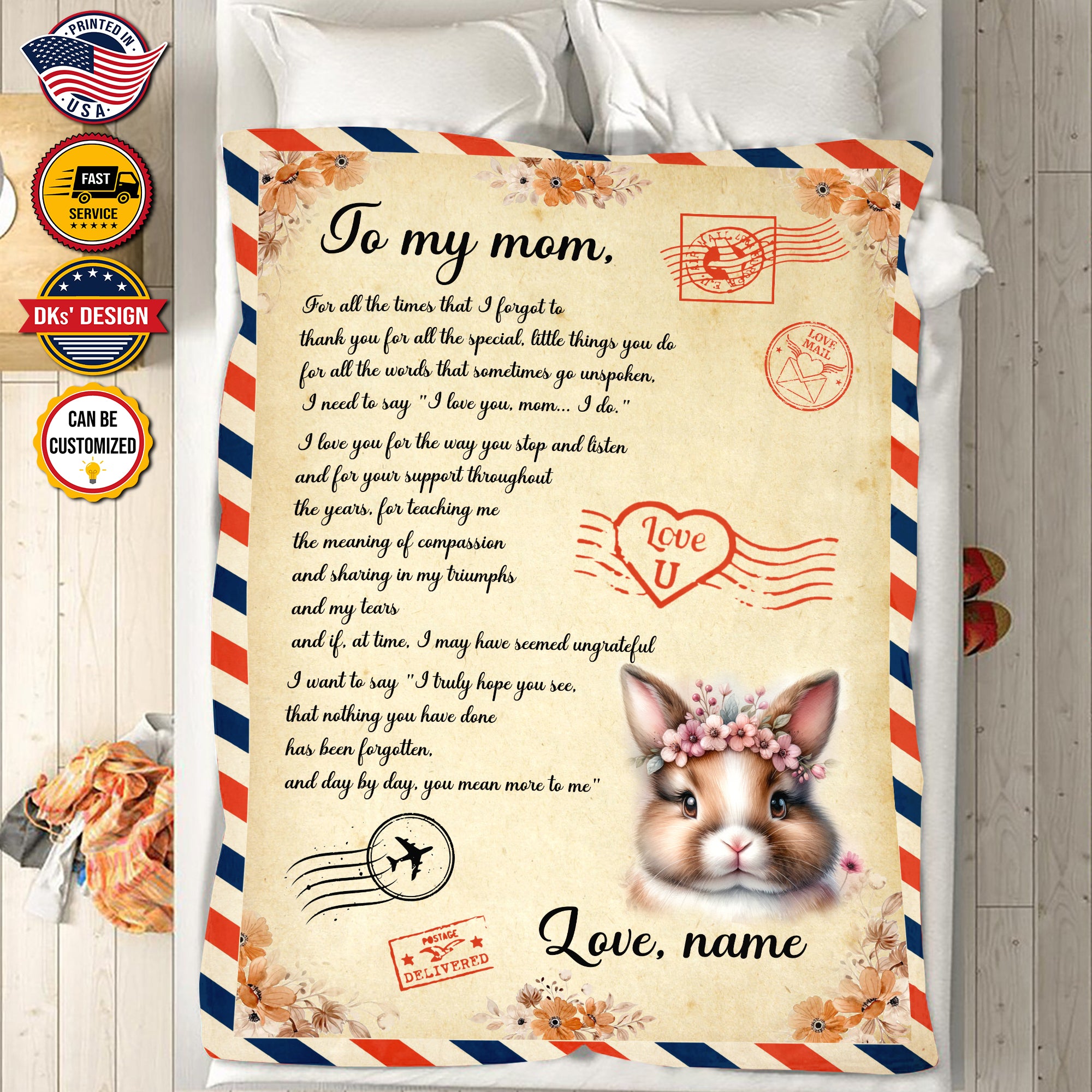 Personalized Easter Blanket, To My Mom Easter Custom Name Blanket, Blanket for Easter Day, Blanket for Girl for Mom for Her, Holiday Easter Gift