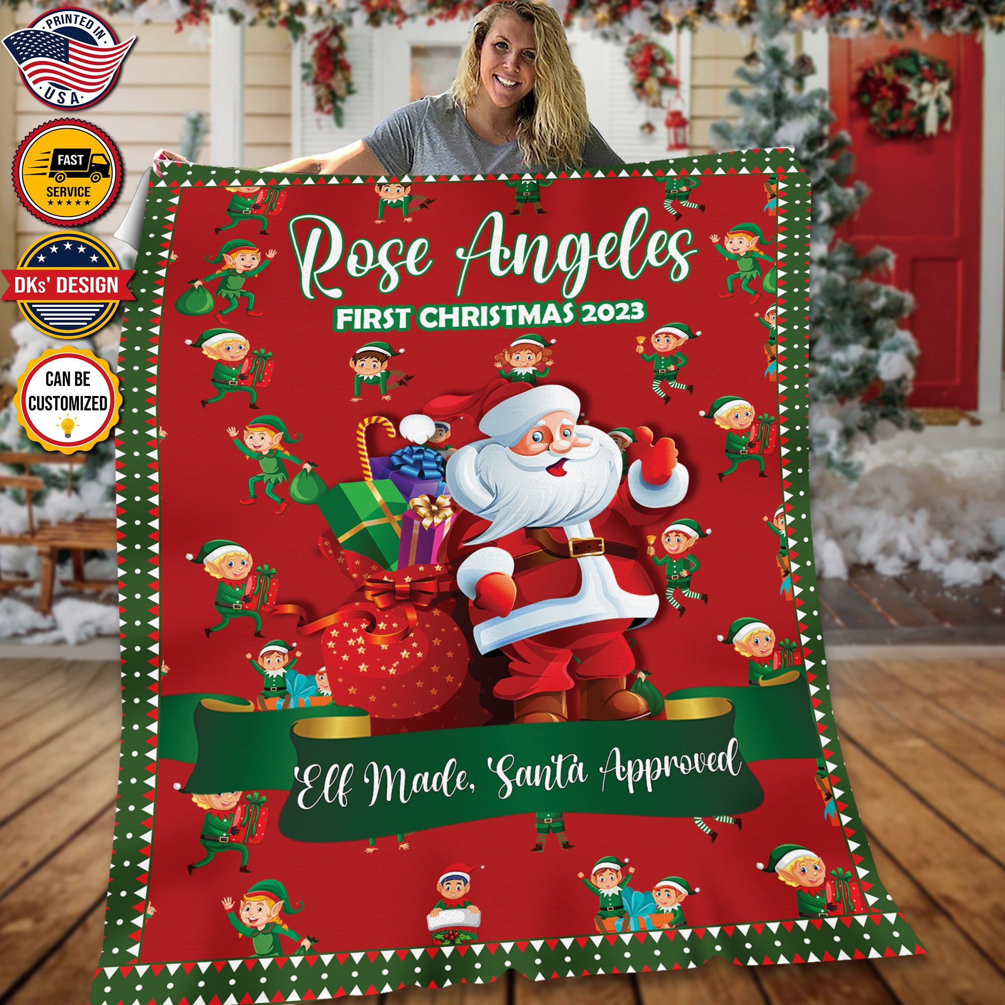 Personalized Elf First Christmas Custom Name Blanket, Baby First Christmas, Christmas Baby 2023 Blanket, Christmas Gifts