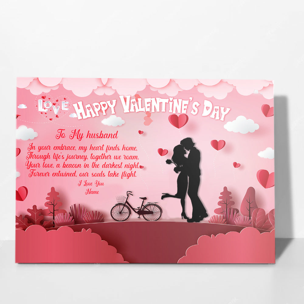 Personalized Valentine Canvas, To My Husband Canvas, Happy Valentine's Day Custom Name Canvas, Customized Valentine's Day Gifts