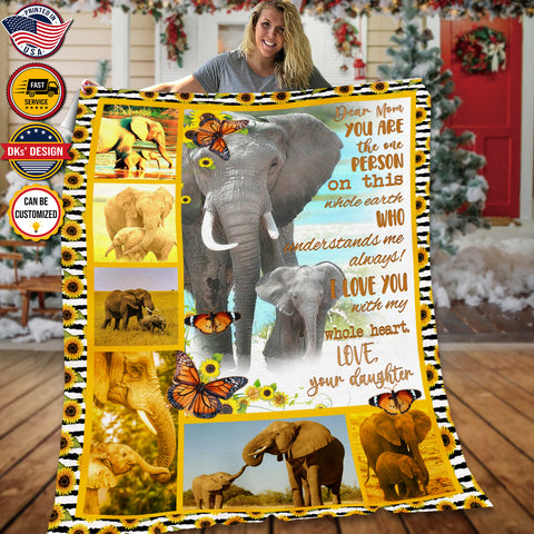 Image of Personalized Mom Blanket, Elephant To My Mom Blanket, Christmas Gift, Birthday Gift, Mother's Day Gifts for Mom for Her