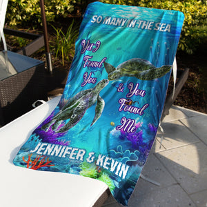 Personalized Name So Many In The Sea We Found Each Other Turtle Beach Towel