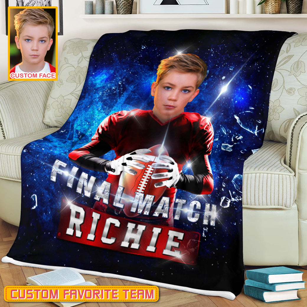 Personalized Name & Photo Sports Game American Football Blanket, Sport Blanket, Football Lover Gift