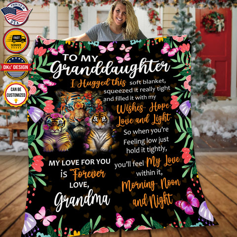 Image of Personalized Granddaughter Blanket, Custom Floral Granddaughter Blanket, To My Granddaughter Blanket, Message Blanket, Gift For Granddaughter