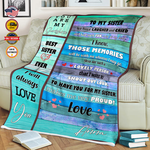 Image of Personalized Sister Blanket, Custom Name Blanket, To My Sister Blanket, Message Blanket, Gift for Sister