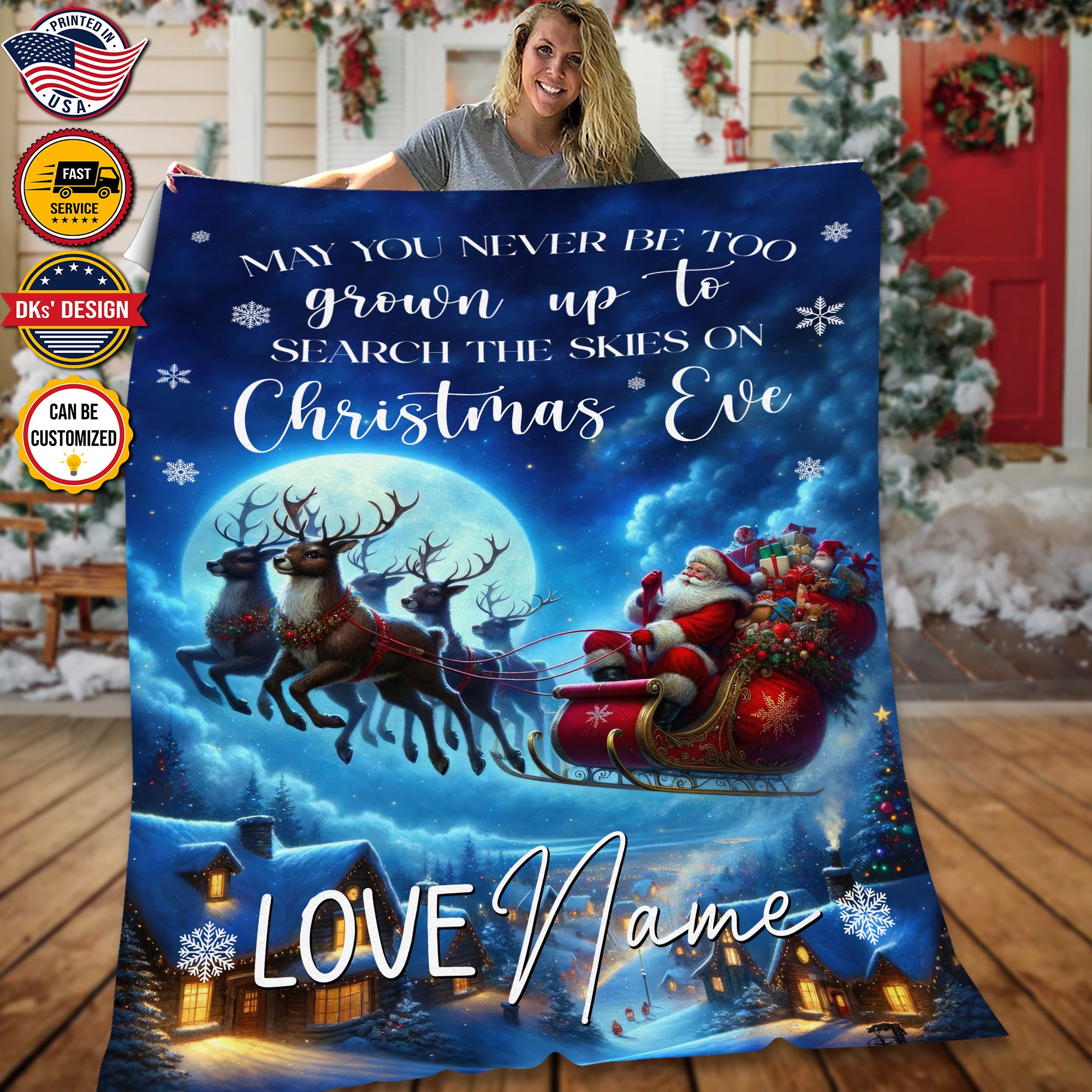 Personalized Christmas Eve Blanket, Custom Christmas Santa Blanket, Santa Claus Blanket, Christmas Lover Blanket, Christmas Gifts