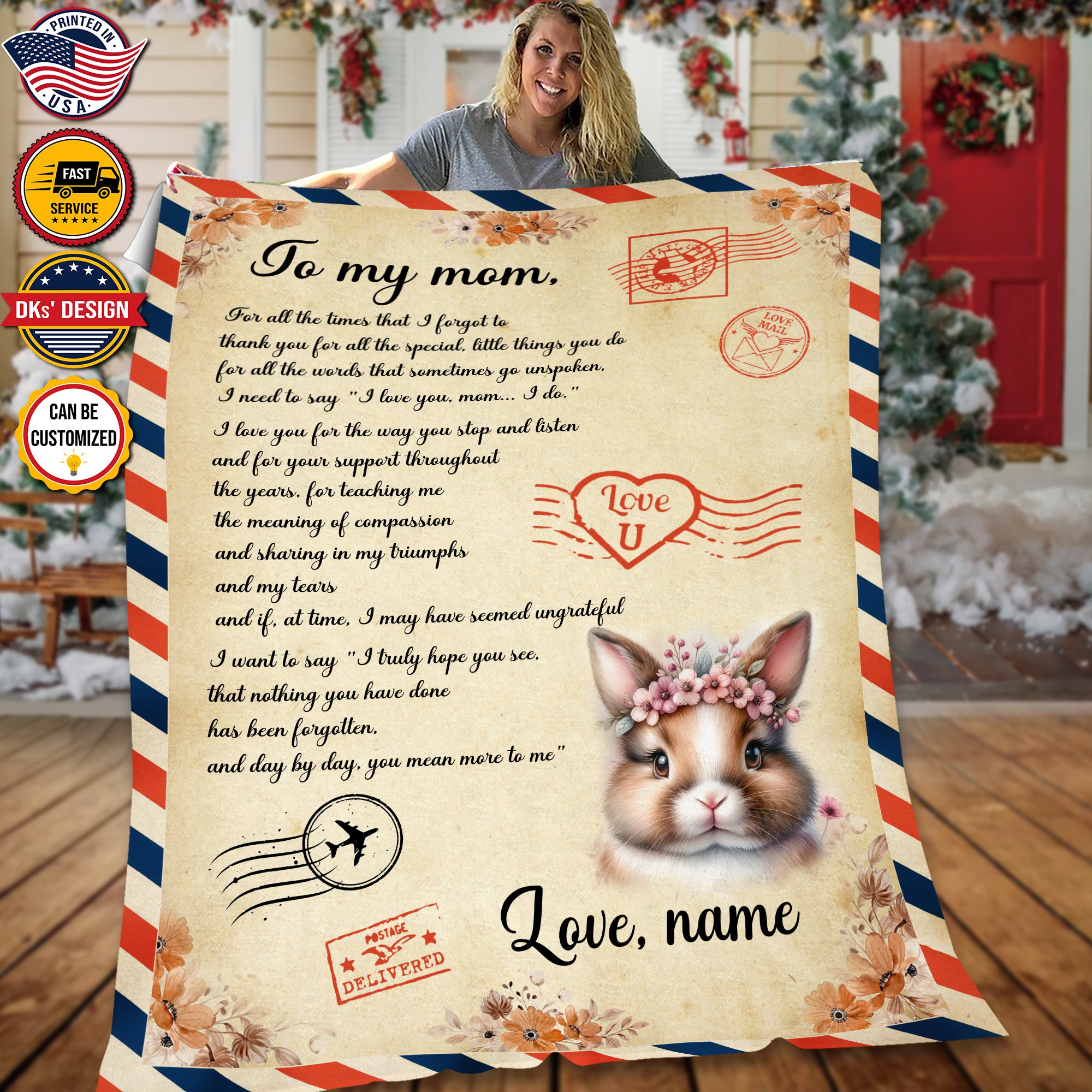 Personalized Easter Blanket, To My Mom Easter Custom Name Blanket, Blanket for Easter Day, Blanket for Girl for Mom for Her, Holiday Easter Gift