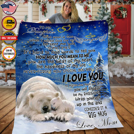 Personalized Daughter Blanket, Custom Polar Bear Daughter Blanket, To My Daughter Blanket, Message Blanket, Baby Shower Gift, Gift For Daughter