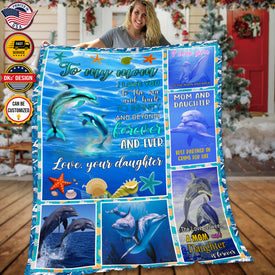 Personalized Mom Blanket, Custom Dolphin To My Mom Blanket, Dolphin Blanket, Message Blanket, Ocean Animals Blanket, Mother's Day Gifts