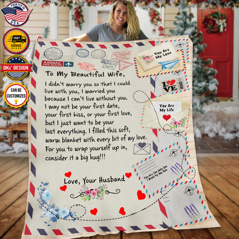 Image of Personalized Name Valentine Blanket, To My Wife Blanket, Custom Love Letters Blanket, Message Blanket, Valentine's Gift