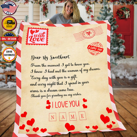 Image of Personalized Valentine Blanket, To My Sweetheart Blanket, Custom Love Letters Blanket, Message Blanket, Valentine's Gift