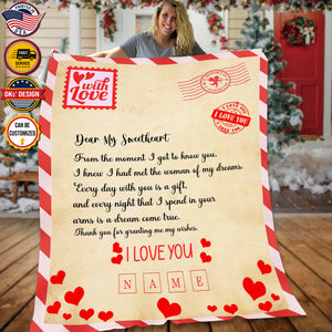 Personalized Valentine Blanket, To My Sweetheart Blanket, Custom Love Letters Blanket, Message Blanket, Valentine's Gift