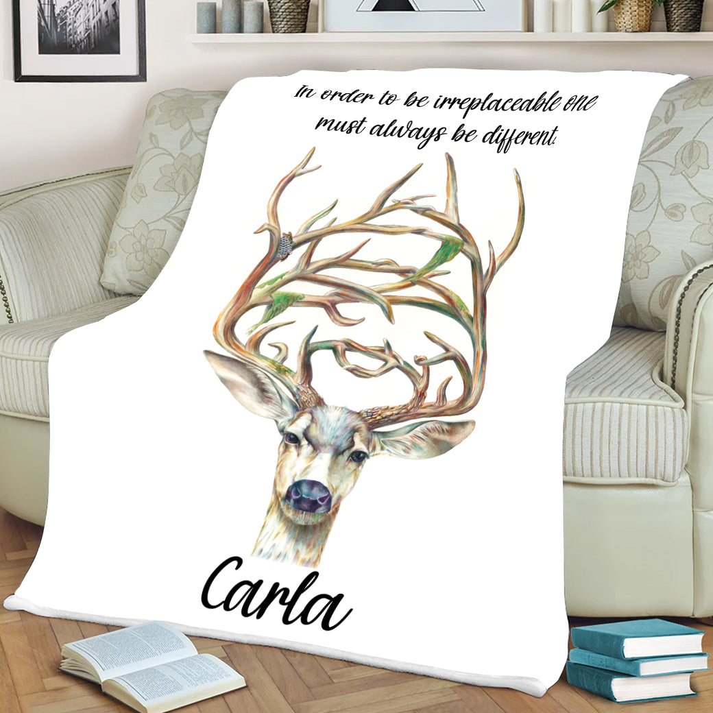 Personalized Name In Order To Be Irreplaceable Deer Blanket, Summer Gifts, Custom Blanket