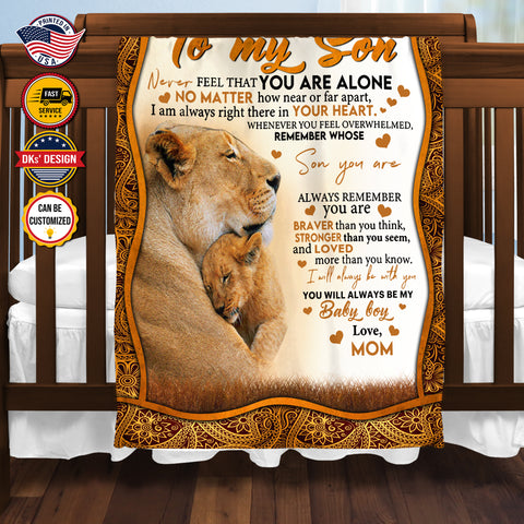 Image of Personalized Lion To My Son Custom Name Blanket, Message Blanket, Lion Blanket For Son, Son Lion Blanket, Boy Blanket, Gift For Son