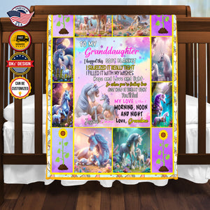 Personalized Unicorn Blanket, Custom Blanket For Granddaughter, Unicorn Blanket for Girl, Gift For Granddaughter, Message Blanket, Birthday Gift