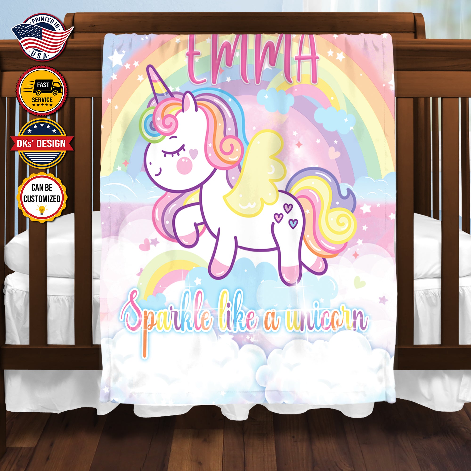 Personalized Sparkle Like A Unicorn Custom Name Blanket, Personalized Kid Blanket, Baby First Christmas, Christmas Baby Blanket, Christmas Gifts