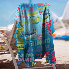 Personalized Name Sea Animals Under The Sea Initial Beach Towel