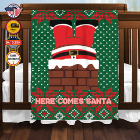 Personalized Christmas Blanket, Here Come Santa Custom Name Blanket, Santa Claus Blanket, Baby Christmas Blanket, Christmas Gifts