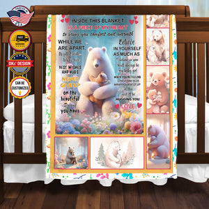 Personalized Daughter Blanket, Family Bear To My Daughter Blanket, Message Blanket, Birthday Gifts, Christmas Gifts for Girl for Daughter