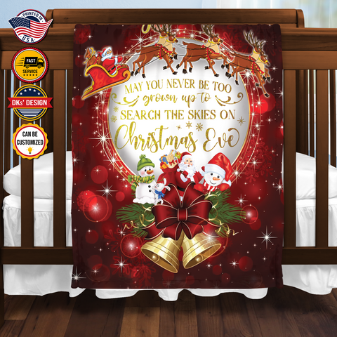 Image of USA Printed Custom Christmas Blanket | Christmas Eve Custom Name Blanket, Personalized Christmas Sherpa Blanket, Fleece Blanket, Baby Shower Gift, Christmas Gifts