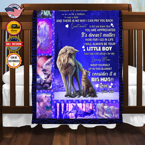 Personalized Mom Blanket, Custom Wolf Mom Blanket, Message Blanket, Mother Blanket, Blanket For Mom From Son, Mother's Day Gift