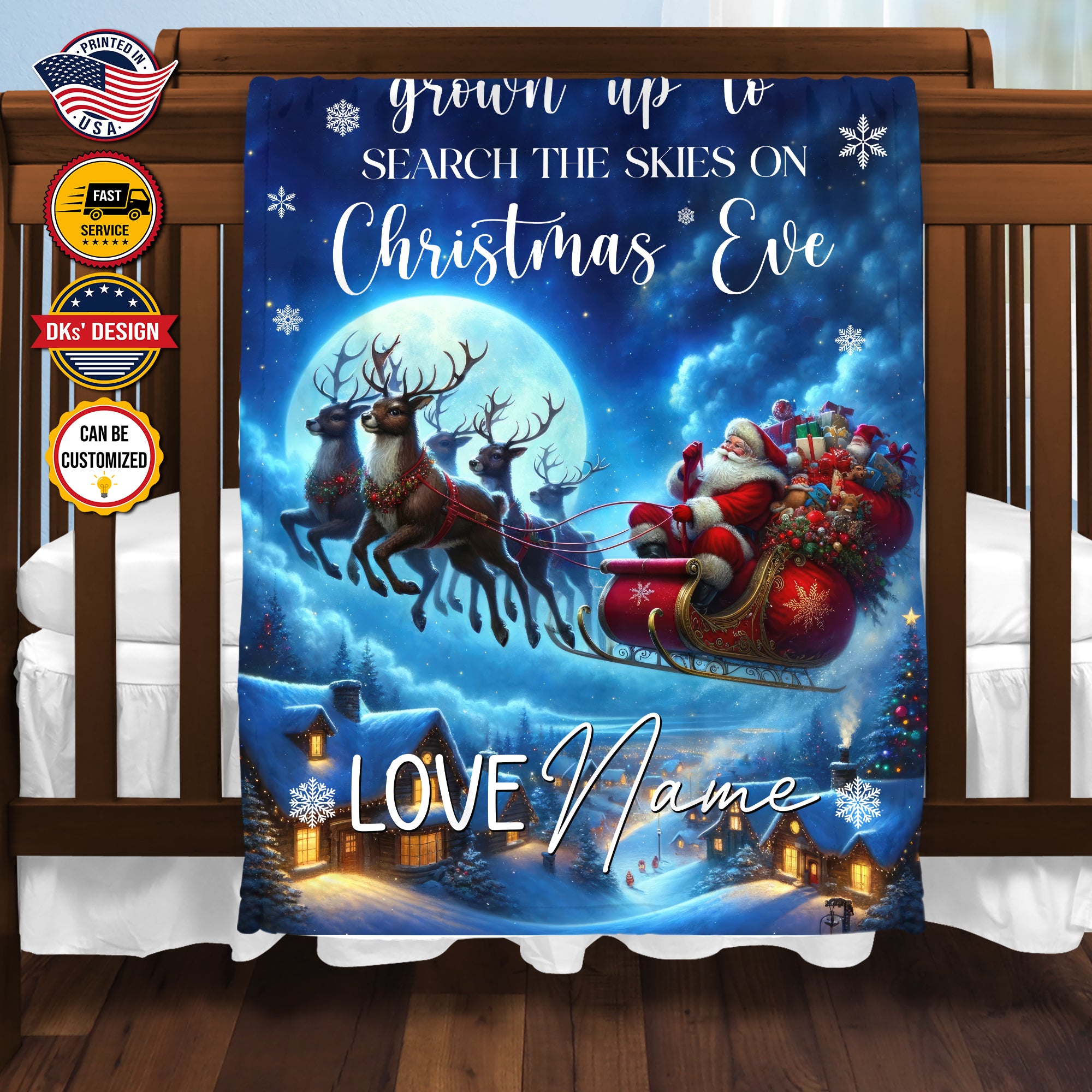 Personalized Christmas Eve Blanket, Custom Christmas Santa Blanket, Santa Claus Blanket, Christmas Lover Blanket, Christmas Gifts