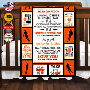 Personalized Baseketball Son Blanket, To My Son Basketball Blanket Gift, Message Blanket, Baseketball Lovers Blanket, Gift for Son,  Birthday Gift