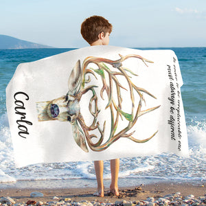 Personalized Name In Order To Be Irreplaceable Deer Beach Towel, Summer Gifts