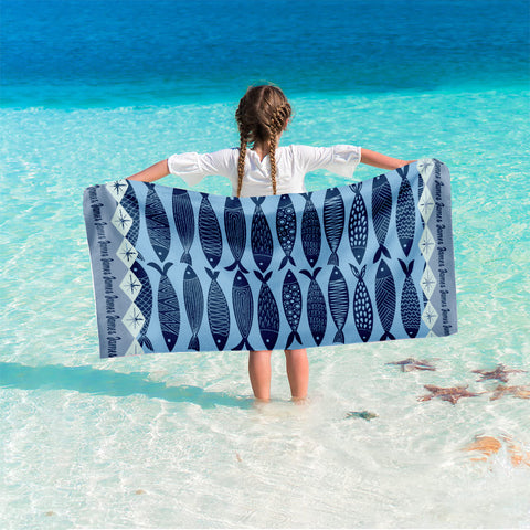 Image of Personalized Name Abstract Fish Ocean Animals Beach Towel