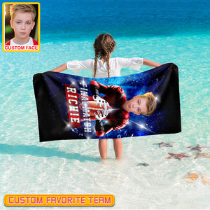 Personalized Name & Photo Sports Game American Football Beach Towel, Sport Beach Towel