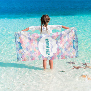 Personalized Name Be A Mermaid And Make Waves Beach Towel